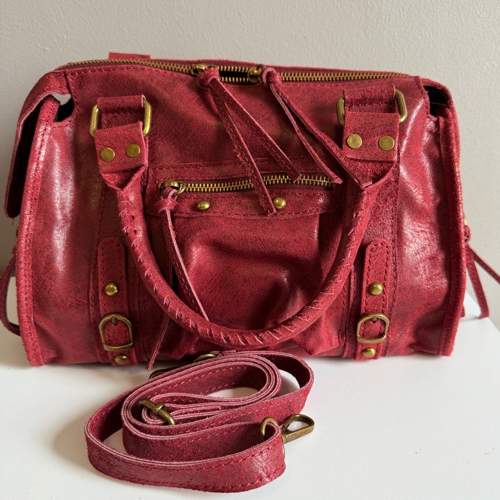 Italian Artisanal Genuine Leather Handbag - Vintage Red Made in Italy